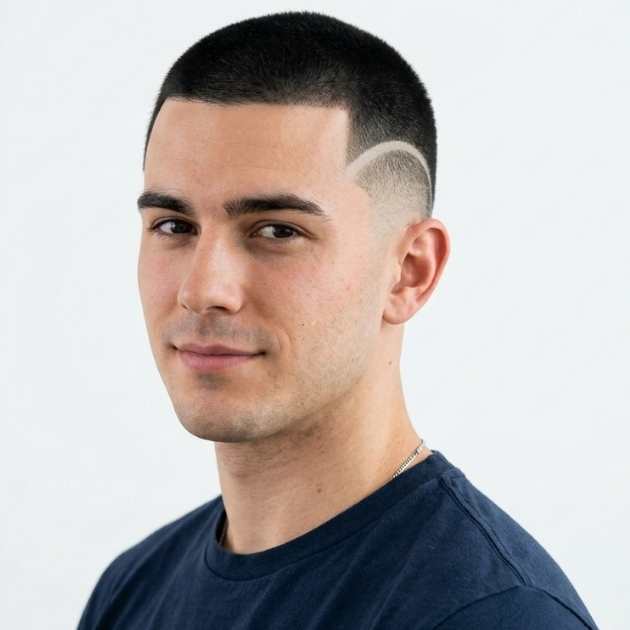 Mid Burst Fade Buzz Cut