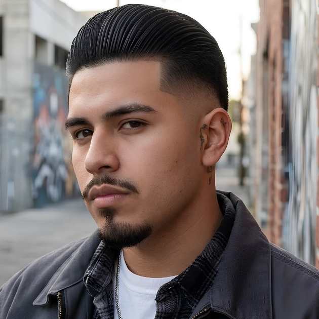 Mid Gangster Slick Back Fade