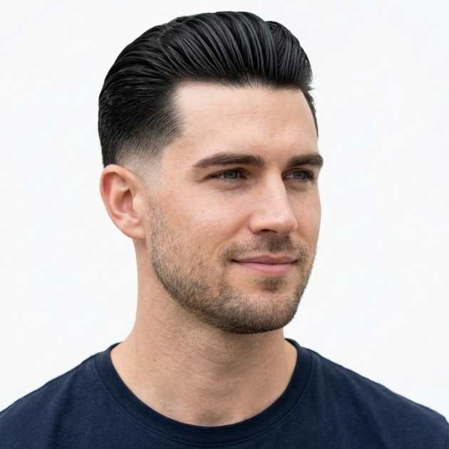 Slicked-Back Low Taper Fade