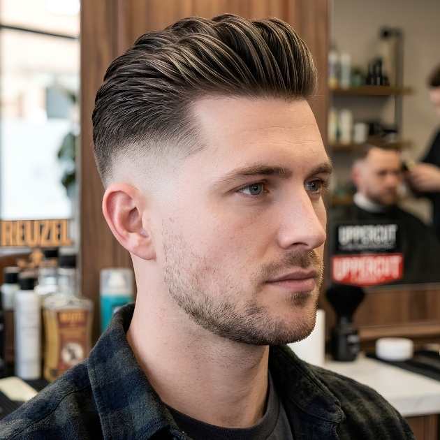 Textured Slick Back Fade